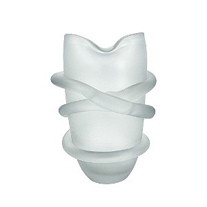 VASO DECORATIVO EM VIDRO BRANCO FOSCO COM CONTORNO EM RELEVO ESTILO MURANO