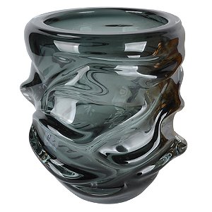 VASO DE VIDRO FUME ESTILO MURANO