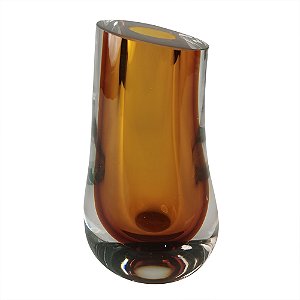 VASO DE VIDRO TRANSPARENTE E AMBAR