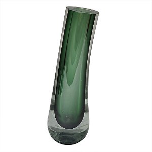 VASO DE VIDRO TRANSPARENTE E VERDE
