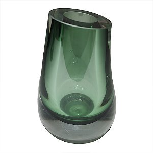 VASO DE VIDRO TRANSPARENTE E VERDE