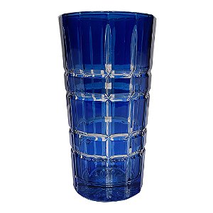 CJ DE 6 COPOS DECORATIVOS EM VIDRO SODO CALCICO AZUL 8CM X 8CM X 15,2CM