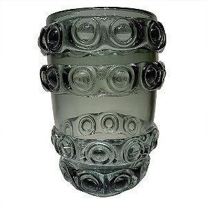 VASO DECORATIVO EM VIDRO - VERDE OLIVA - 20X20X29CM