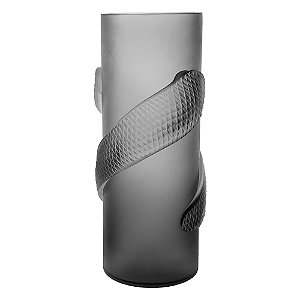 VASO DECORATIVO EM VIDRO - CINZA - 17X17X39.5CM