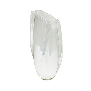 VASO DECORATIVO EM VIDRO BRANCO ESTILO MURANO