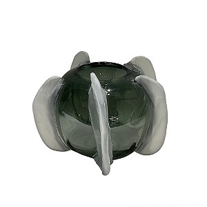 VASO DECORATIVO EM VIDRO COM DETALHE VERDE E FOSCO ESTILO MURANO