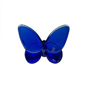 BORBOLETA DECORATIVA EM VIDRO AZUL