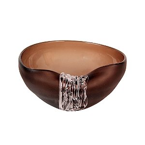 CENTRO DE MESA EM VIDRO COM DETALHE MARROM FOSCO E TRANSPARENTE
