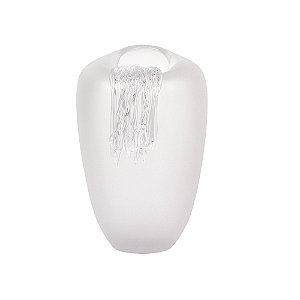 VASO DECORATIVO EM VIDRO COM DETALHE BRANCO FOSCO E TRANSPARENTE