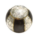 BOLA DECORATIVA DE MADEIRA 10 CM- PRETO COM PRATA
