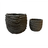 CONJ DE VASOS DE CERAMICA CINZA 2 PCS