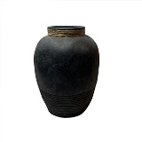VASO DE CERAMICA CHUMBO COM DETALHE EM CORDA