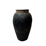 VASO DE CERAMICA CHUMBO COM DETALHE EM CORDA