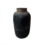 VASO DE CERAMICA CHUMBO COM DETALHE EM CORDA