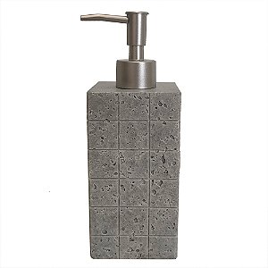 PORTA SABONETE LIQUIDO EM RESINA DISPENSER CINZA 7,2CM X 7,2CM X 19,5CM