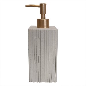 PORTA SABONETE LIQUIDO EM RESINA DISPENSER BRANCO E ROSE GOLD 7CM X 7CM X 20CM