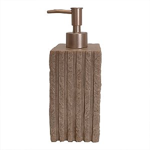 PORTA SABONETE LIQUIDO EM RESINA DISPENSER MARROM E BRONZE 7,5CM X 7,5CM X 19,5C