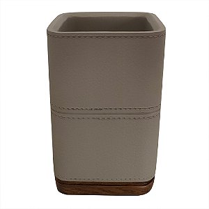 PORTA ALGODAO EM RESINA PARA BANHEIRO CINZA 7,3CM X 7,3CM X 11,7CM