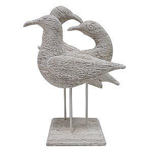 PASSAROS DECORATIVOS EM RESINA BRANCO 24,8CM X 14,5CM X 33,2CM