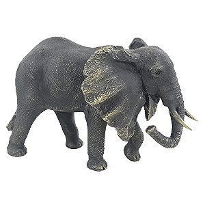 ELEFANTE DECORATIVO EM RESINA CINZA 27CM X 15,5CM X 17,5CM