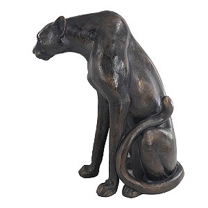 LEOPARDO DECORATIVO EM RESINA PRETO 62CM X 34CM X 71,3CM
