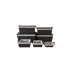 CJ DE CESTOS EM TECIDO TRANCADO CINZA 7PCS