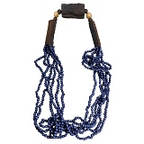 COLAR DE MESA COM MADEIRA AZUL MARINHO