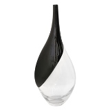 VASO DE VIDRO PRETO E TRANSPARENTE