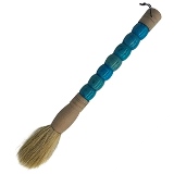 PINCEL DECORATIVO DE PEDRA AZUL CLARA E MADEIRA