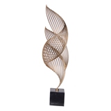 PEÇA DECORATIVA DE METAL E PEDRA DOURADA E PRETA