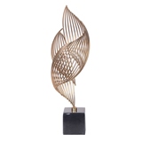 PEÇA DECORATIVA DE METAL E PEDRA DOURADA E PRETA