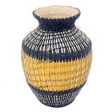 VASO DE BAMBU E TRANCADO AMARELO E NATURAL