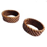 CONJUNTO DE PORTA GUARDANAPOS DE RATTAN NATURAL 4 PCS