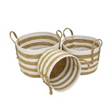 CONJ DE CESTOS DE JUNCO E PAPEL NATURAL E BRANCO - 3 PCS