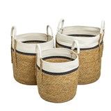 CONJ DE CESTOS DE JUNCO E ALGODAO NATURAL PRETO E BRANCO - 3 PCS