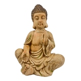 ESTATUETA DE BUDDHA SENTADO DE CERAMICA MARROM