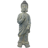 ESTATUETA DE BUDDHA SENTADO DE CERAMICA CINZA