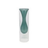 VASO DE VIDRO DUPLO TRANSPARENTE E AZUL