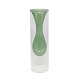 VASO DE VIDRO DUPLO TRANSPARENTE E VERDE