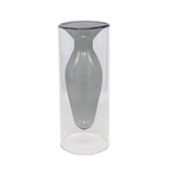 VASO DE VIDRO DUPLO TRANSPARENTE E CINZA