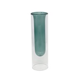VASO DE VIDRO DUPLO TRANSPARENTE E AZUL
