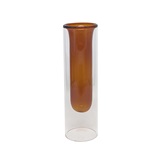 VASO DE VIDRO DUPLO TRANSPARENTE E AMBAR