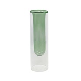 VASO DE VIDRO DUPLO TRANSPARENTE E VERDE