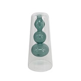VASO DE VIDRO DUPLO TRANSPARENTE E AZUL