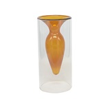 VASO DE VIDRO DUPLO TRANSPARENTE E AMBAR