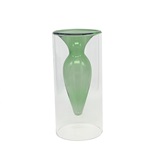 VASO DE VIDRO DUPLO TRANSPARENTE E VERDE