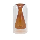 VASO DE VIDRO DUPLO TRANSPARENTE E AMBAR