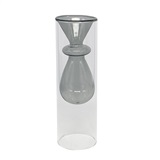 VASO DE VIDRO DUPLO TRANSPARENTE E CINZA