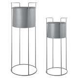 CJ. DE CACHEPOTS DE METAL CINZA - 2PCS