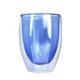 CONJ DE COPOS DE VIDRO DUPLO TRANSPARENTE E AZUL - 6 PCS